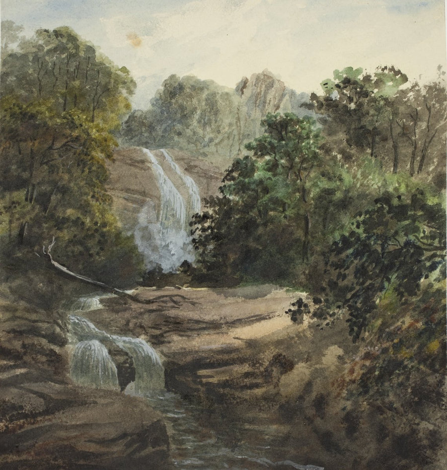 Fall on Eurobin Creek, Mount Buffalo, 1863 — illustration, from Eurobin Falls, circa 1863