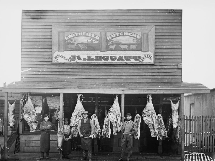 James Leggatt's Smithfield Butchery, Gulgong — photograph, from Mayne Street, circa 1873