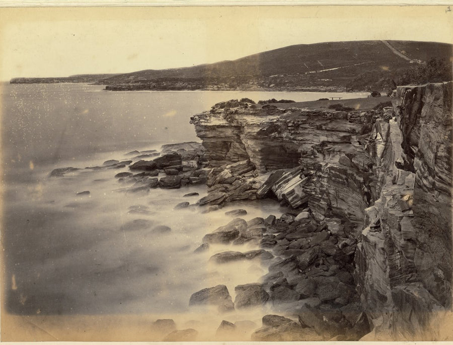 Coogee Bay from the sandstone cliffs, 1874 — photograph, from Coogee Bay, New South Wales, circa 1874