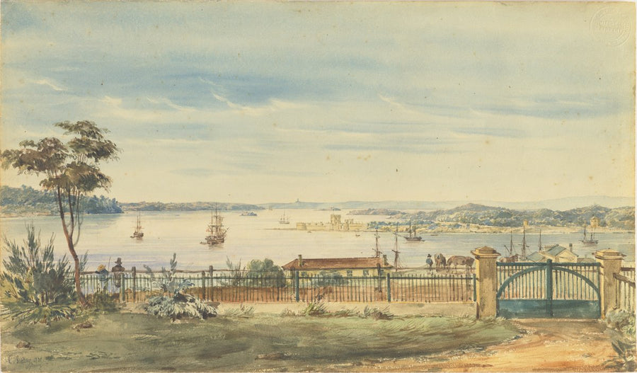 Sydney Harbour from Bunker's Hill, 1831 — illustration, from Bunker's Hill, The Rocks, Sydney, circa 1831