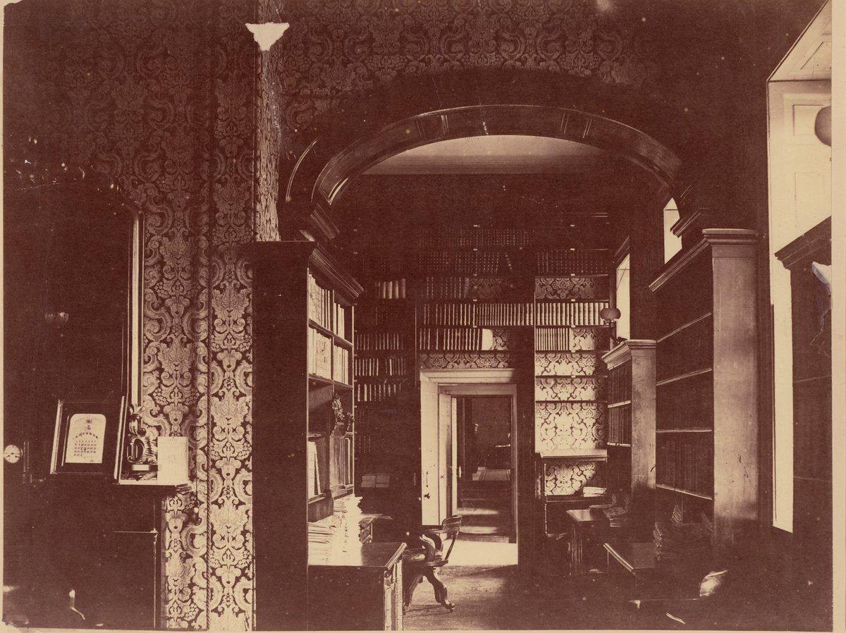 Interior of the Parliamentary Library, Parliament House, Sydney — photograph, from Parliamentary Library, Parliament House, Macquarie Street, Sydney, circa 1871