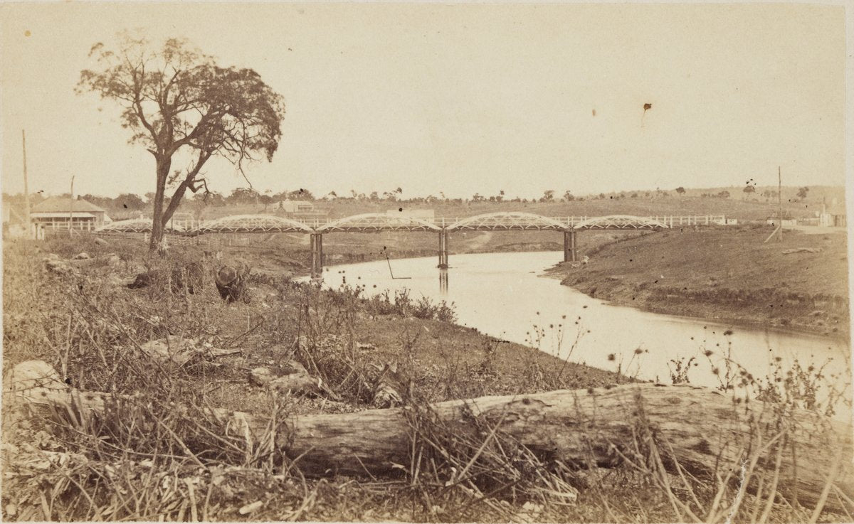 Bridge over a creek, unidentified location, country New South Wales — photograph, circa 1871