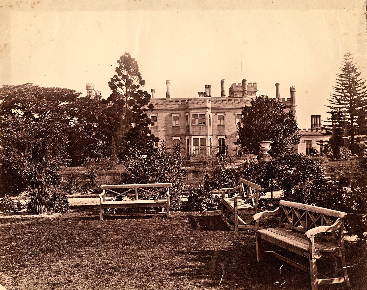 Government House, Sydney, from the garden lawn — photograph, from Government House, circa 1880