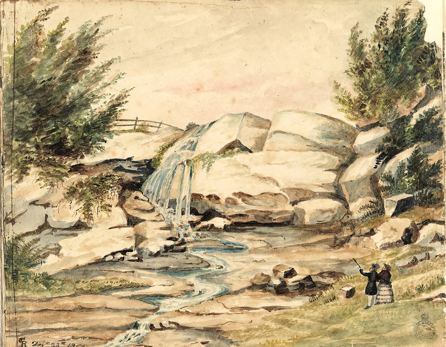 Glenmore Falls (the Cascade), Paddington, 1859 — illustration, from Cascade Street, circa 1859