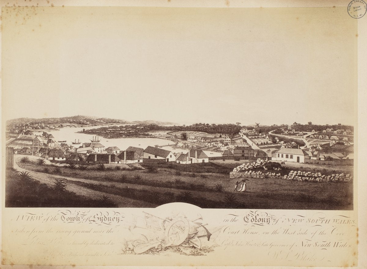 Town of Sydney from the west side of the Cove, after Thomas Watling, 1802 — photograph, from Sydney Cove, Sydney, circa 1870