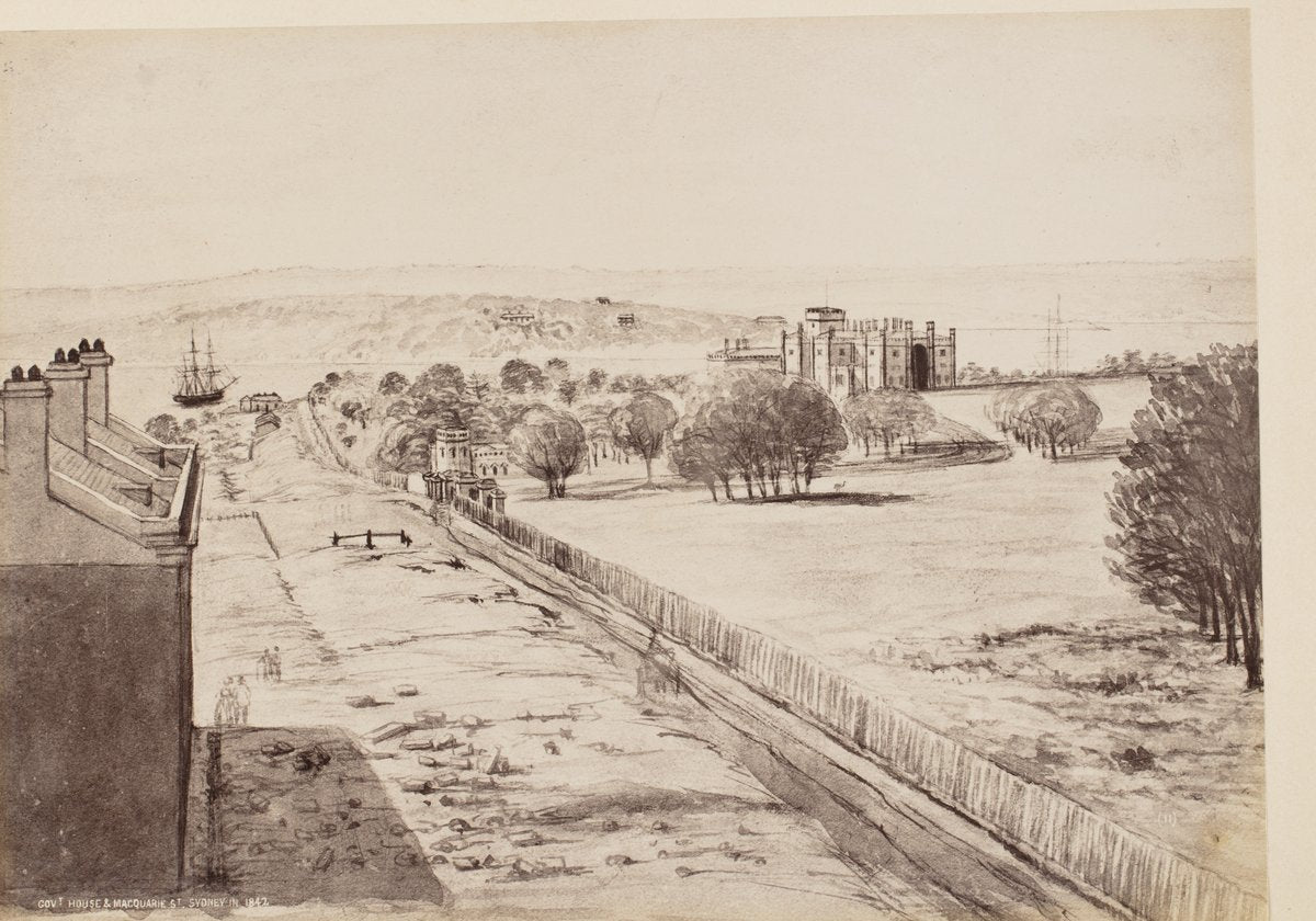 Government House and Macquarie Street, Sydney, 1842 — photograph, from Government House, Sydney, circa 1870