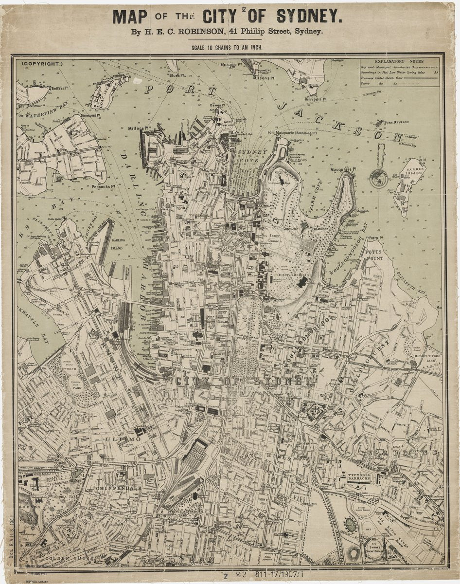Map of the City of Sydney, H. E. C. Robinson — map, from City of Sydney, New South Wales, circa 1907