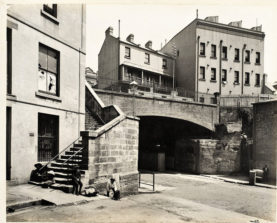 Argyle Cut and Playfair Stairs, The Rocks — photograph, from Argyle Street, 1901–10