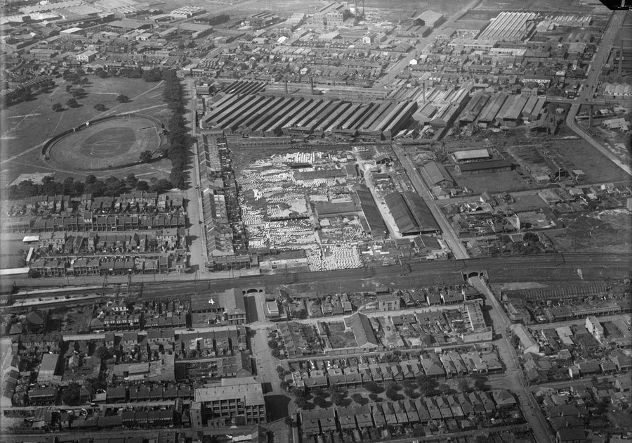 Aerial view over the Erskineville–Alexandria industrial belt, 1930s — photograph, from Erskineville, circa 1930