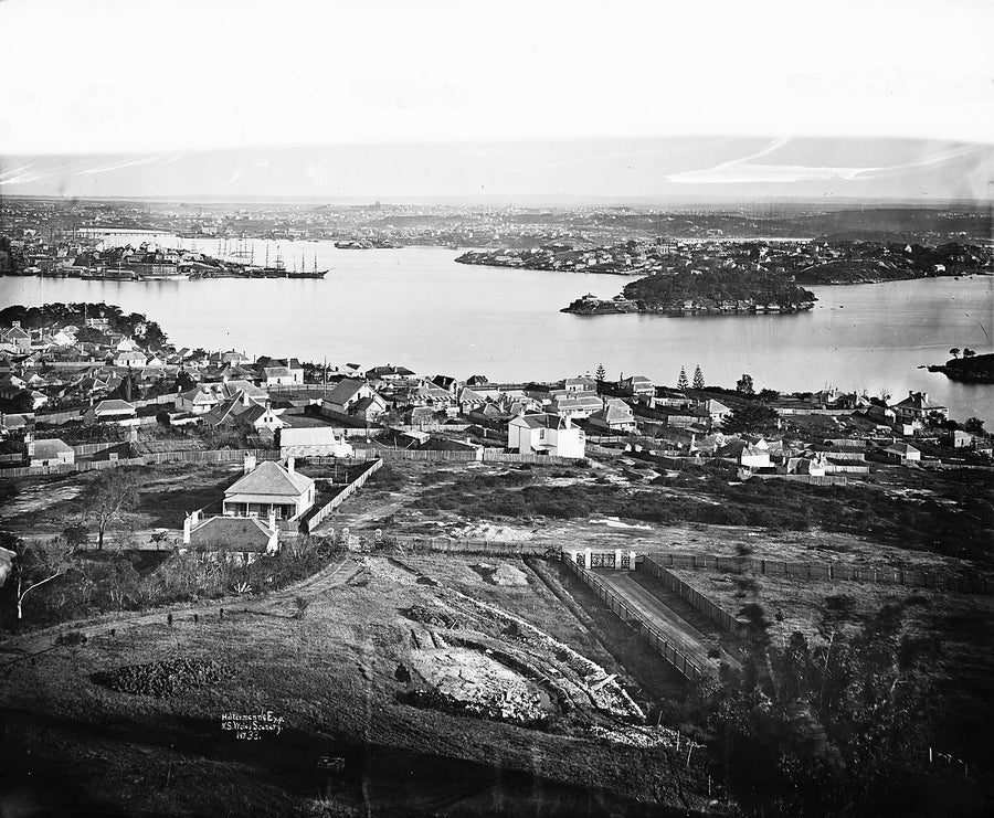 Panorama north from Holtermann's tower, North Sydney — photograph, from North Sydney, 1870–75
