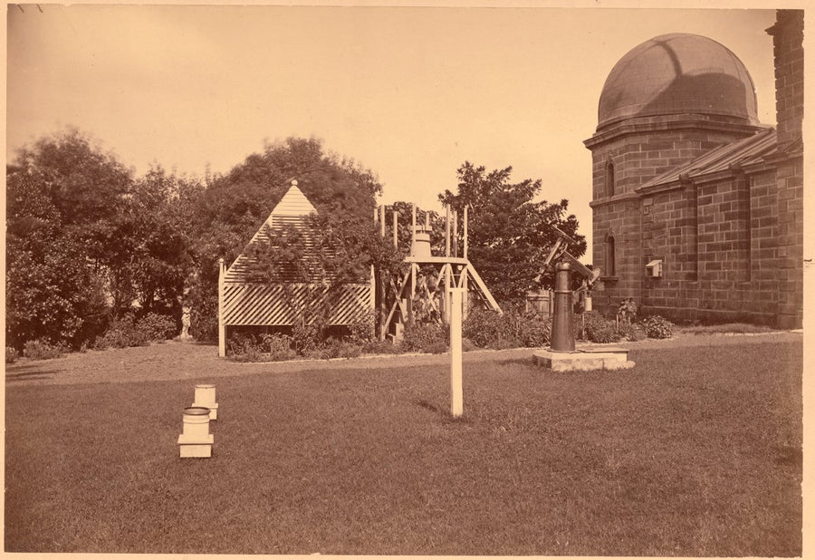 Instrument lawn and dome, Sydney Observatory — photograph, from Sydney Observatory, Observatory Hill, Millers Point, Sydney