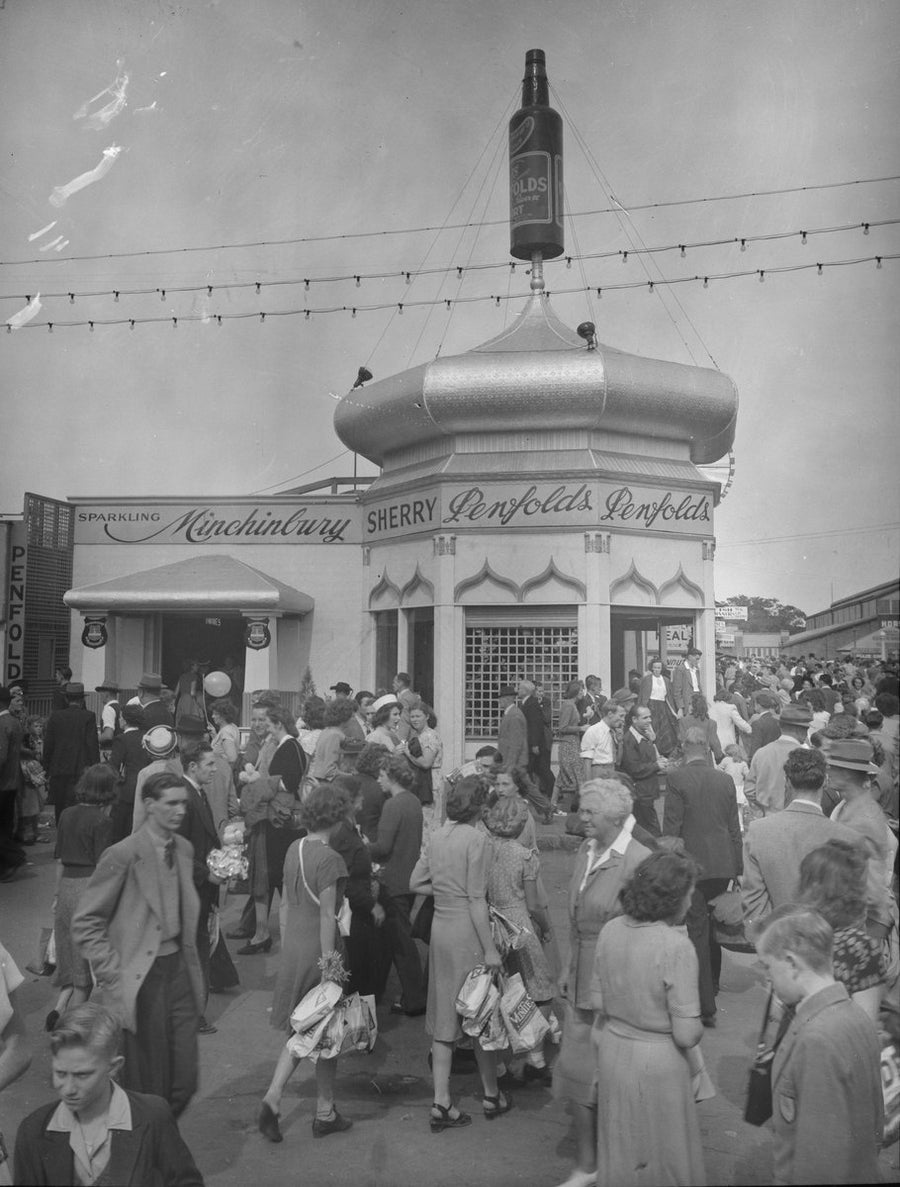 Penfolds pavilion at the Royal Easter Show, Sydney Showground, 1949 — photograph, from Sydney Cricket Ground, circa 1949