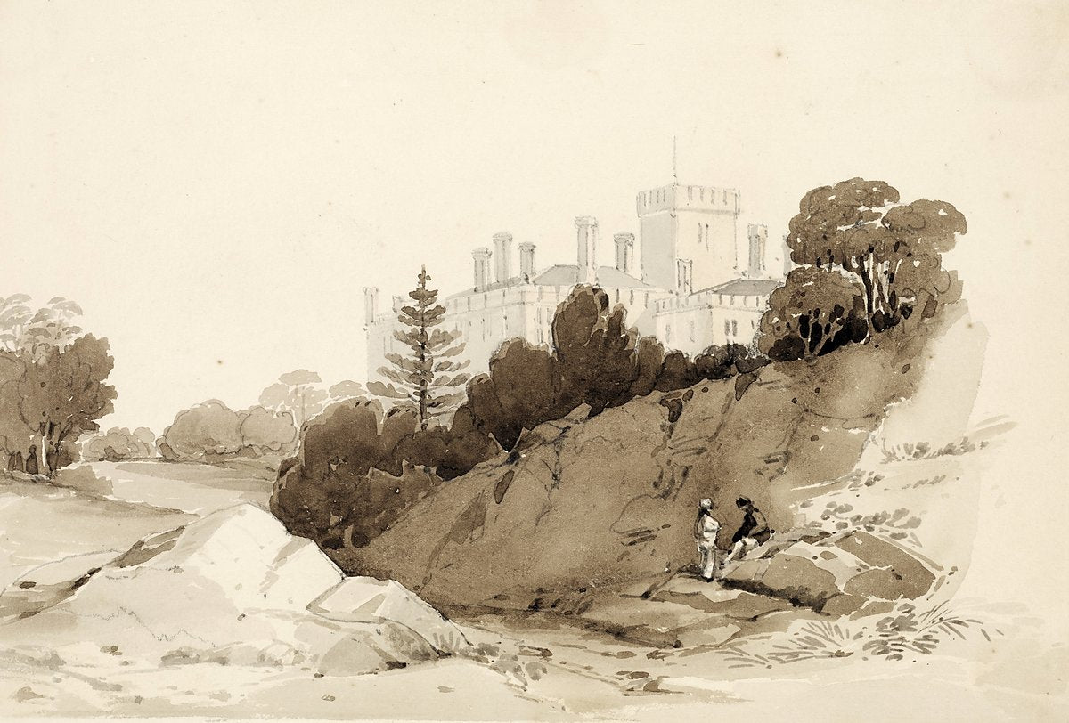 Government House, Sydney, sketched in sepia wash — illustration, from Government House, circa 1847