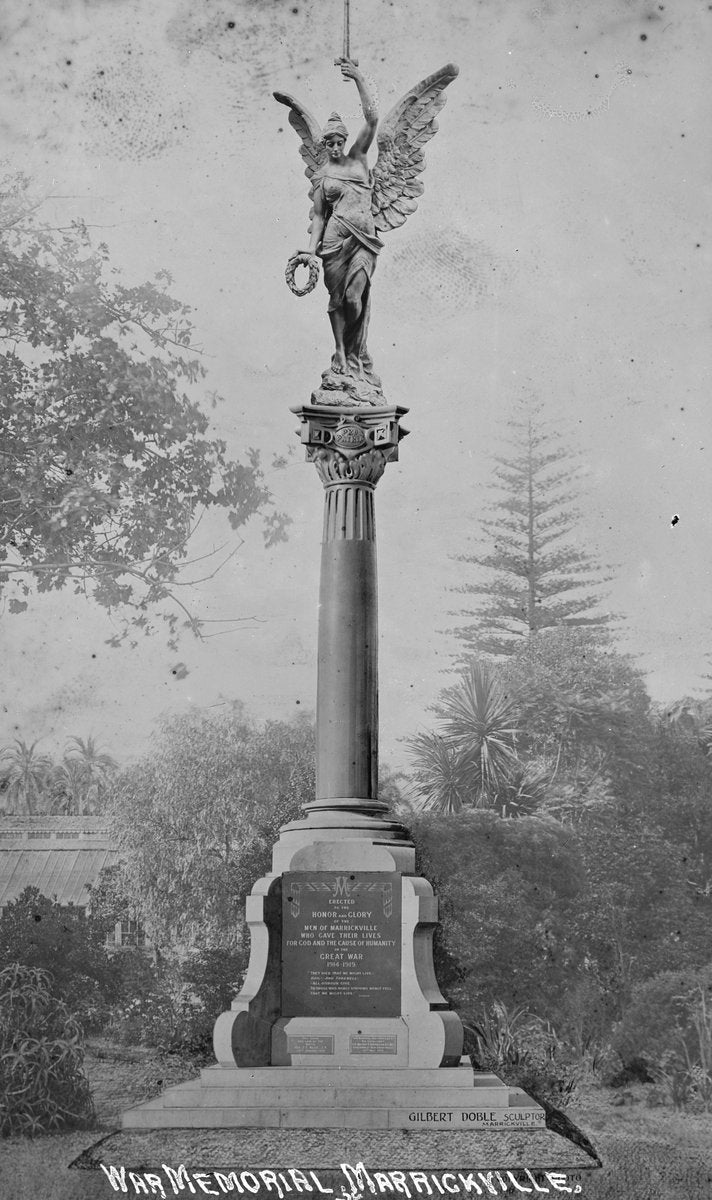 Marrickville War Memorial, "Winged Victory" by Gilbert Doble — photograph, from Marrickville, circa 1919