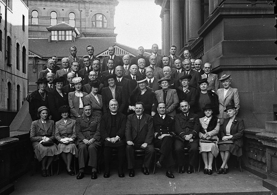 Lord Mayor's Australian Comforts Fund Committee at Sydney Town Hall — photograph, from Sydney Town Hall, circa 1946