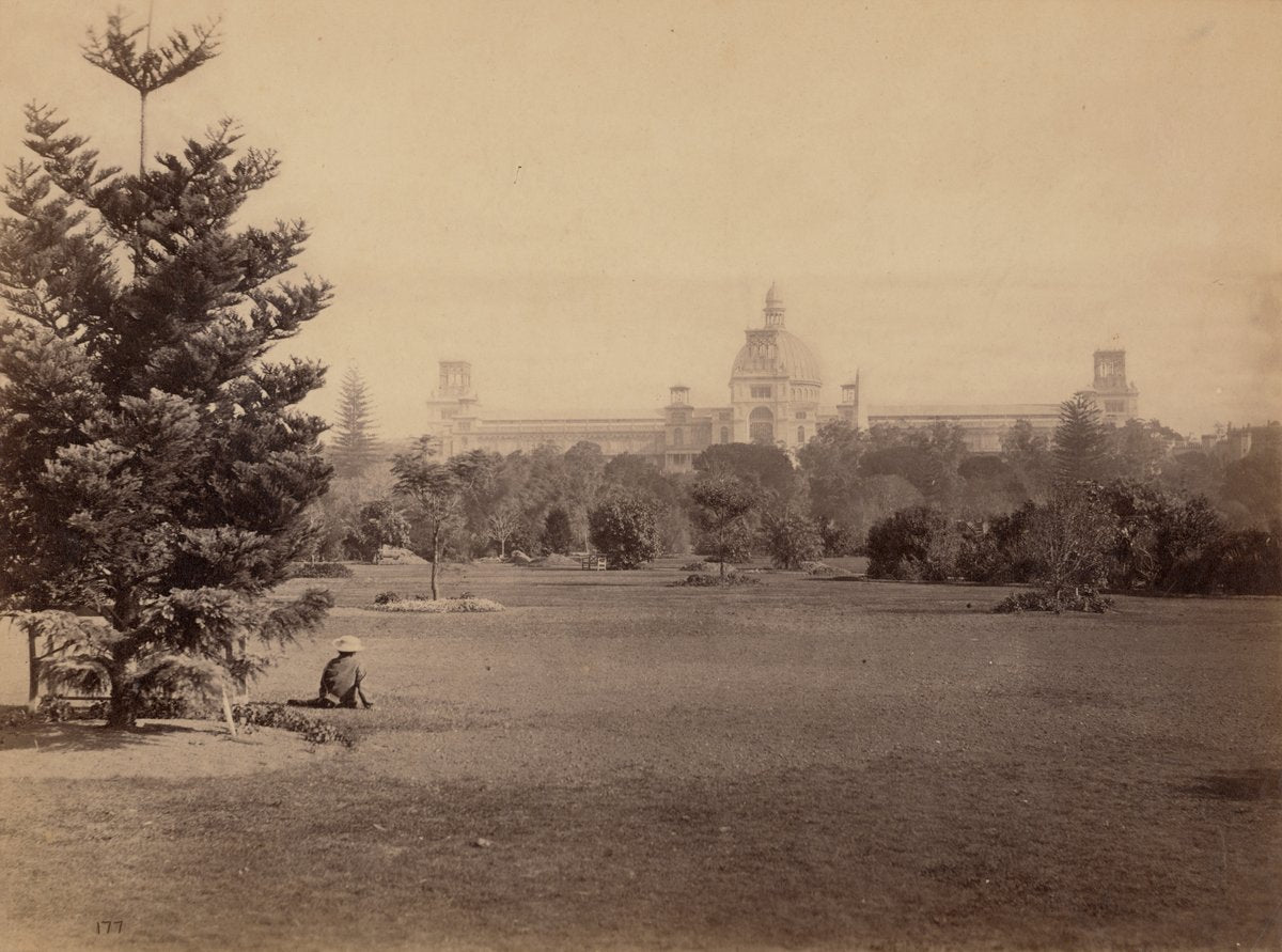 Garden Palace from the Botanic Gardens lawns, Sydney, 1880 — photograph, from The Garden Palace, circa 1880