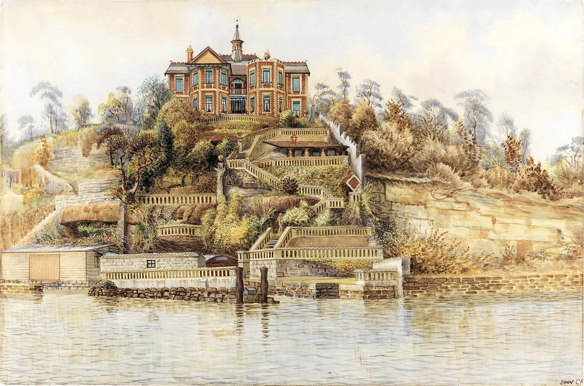 Bayard, Wolseley Road, Point Piper — watercolour by John Campbell — illustration, from Wolseley Road, circa 1900