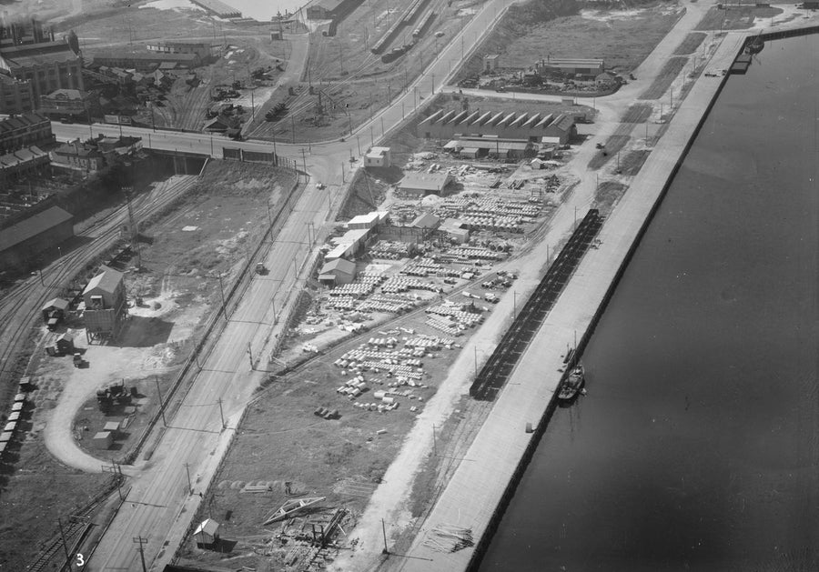 Concrete pipe works beside a canal, Alexandria — photograph, from Alexandra Canal Shared Path, circa 1930