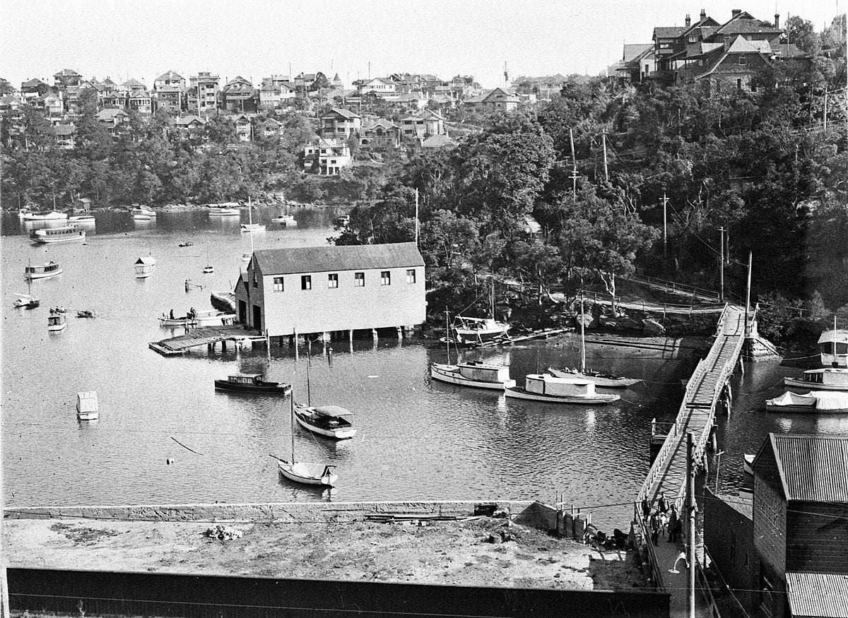 Mosman Bay and the Bolivia Bridge, 1930 — photograph, from Mosman Bay, circa 1930