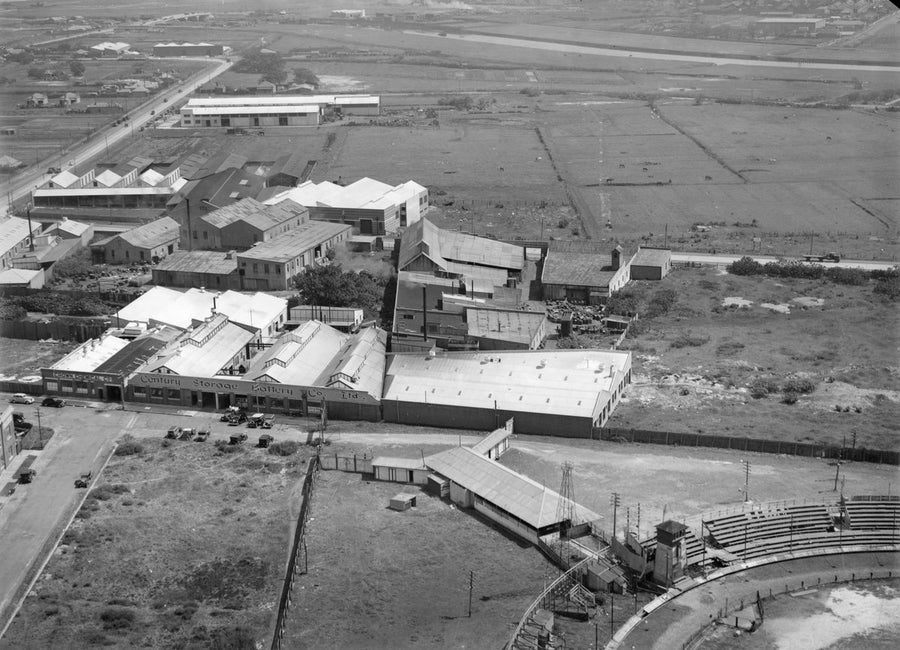 Century Storage Battery Co. and Crown Chemical Co. works from the air — photograph, from Beaconsfield, circa 1930