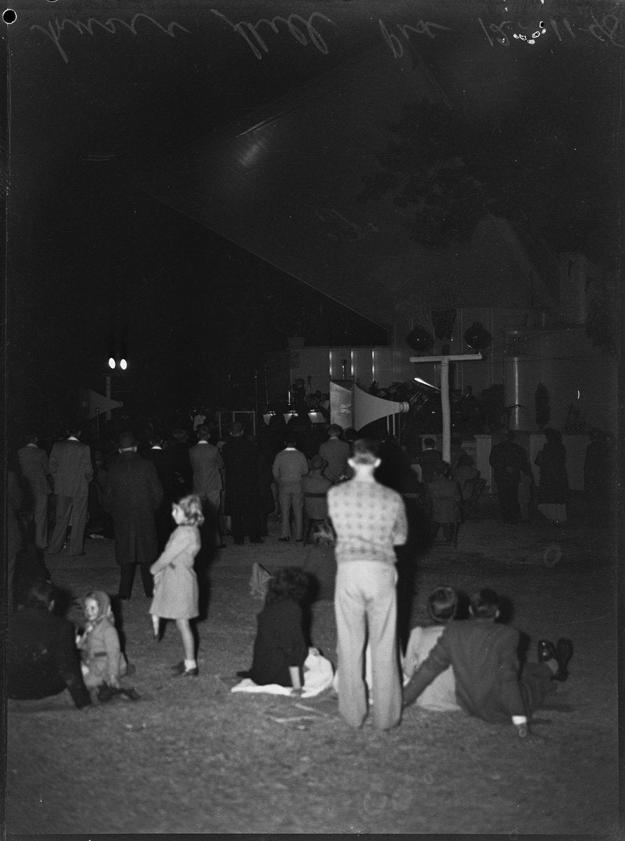 North Sydney Music Shell at night, November 1948 — photograph, from North Sydney Music Shell, St Leonards Park, North Sydney, circa 1948
