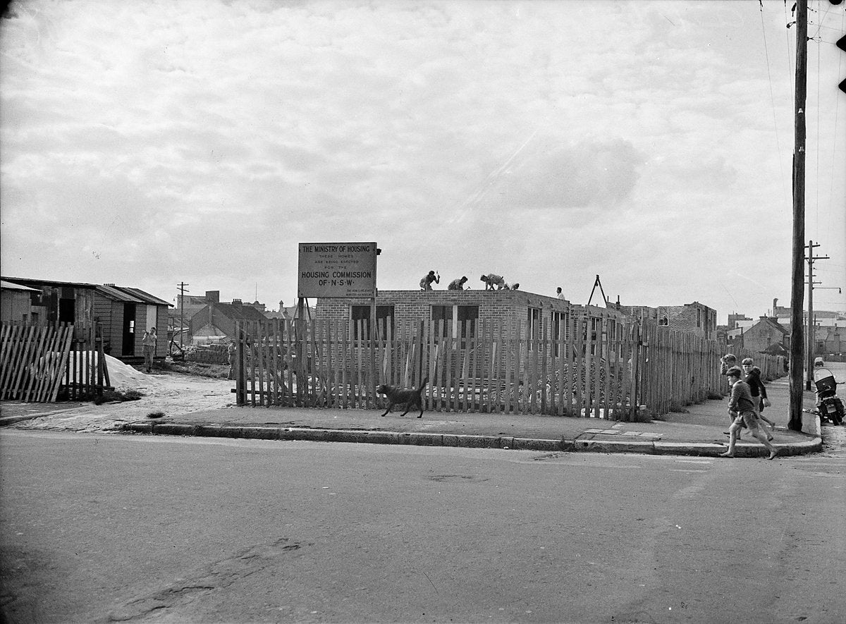 Housing Commission homes under construction, Redfern or Surry Hills, 1950 — photograph, circa 1950