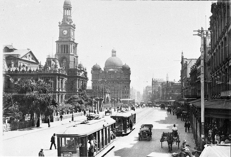 George Street looking north from the Town Hall, Sydney — photograph, from Sydney Town Hall, circa 1920