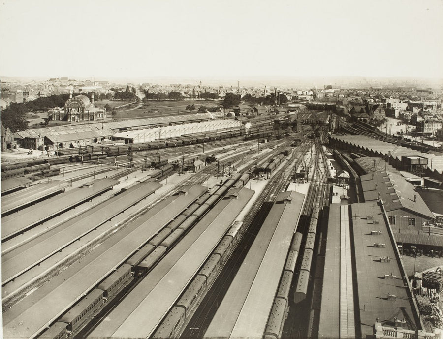 South from the tower of Central Railway Station, Sydney, July 1920 — photograph, from Quay Street, circa 1920