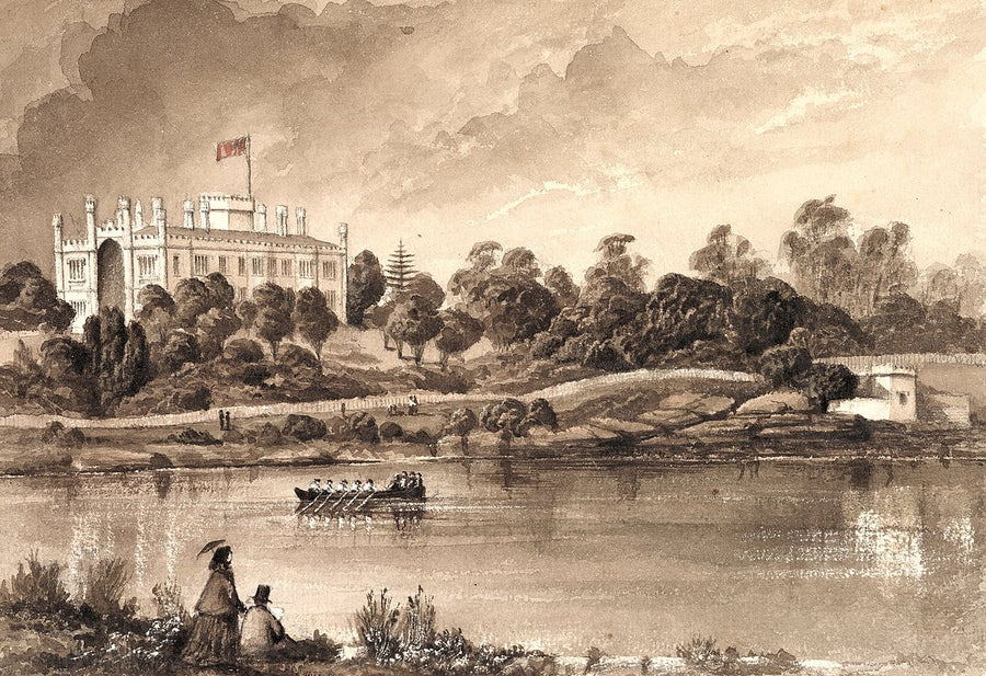 Government House, Sydney, from the harbour shore — illustration, 1847–59