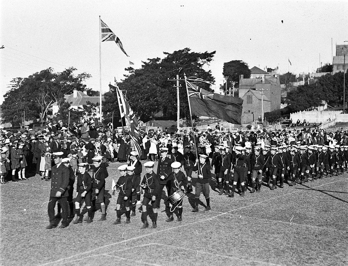 Navy League Cadets on parade, Balmain — photograph, from Balmain, circa 1930