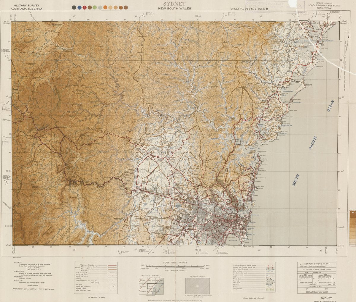 Sydney region military survey sheet, 1:253,440, third edition (1952) — map, from null, circa 1952