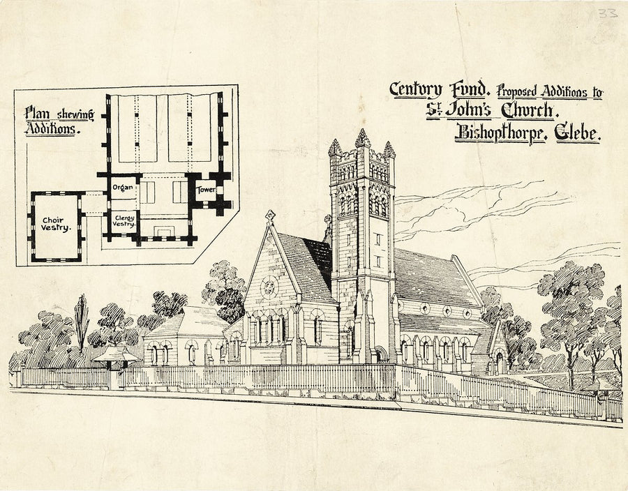 Century Fund proposed additions to St John's Church, Glebe — illustration, from Saint John's, circa 1869