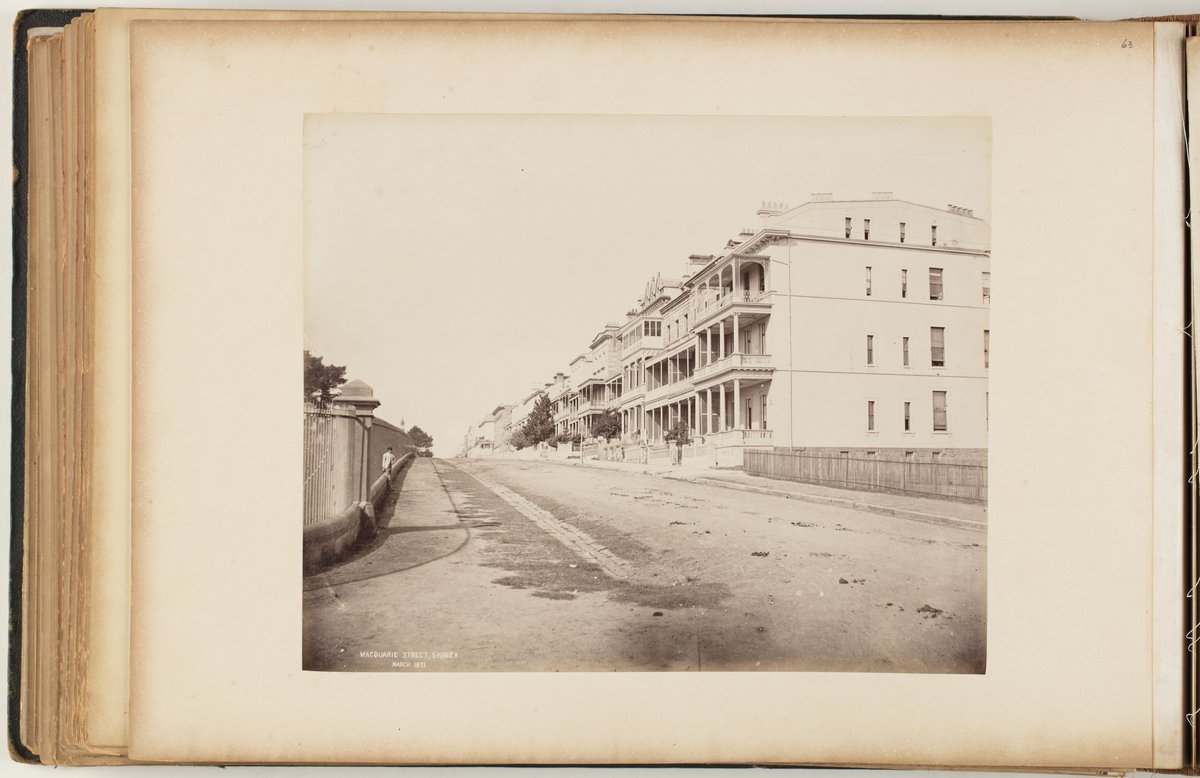 Macquarie Street terrace row, Sydney, March 1871 — photograph, from Macquarie Street, Sydney, circa 1870