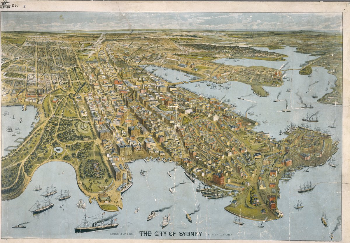 The City of Sydney, bird's-eye view, 1888 — map, from Sydney, New South Wales, circa 1888