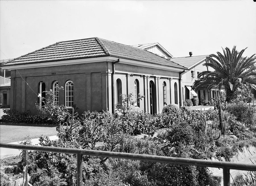 Building and garden at AWA's Ashfield works — photograph, from Ashfield