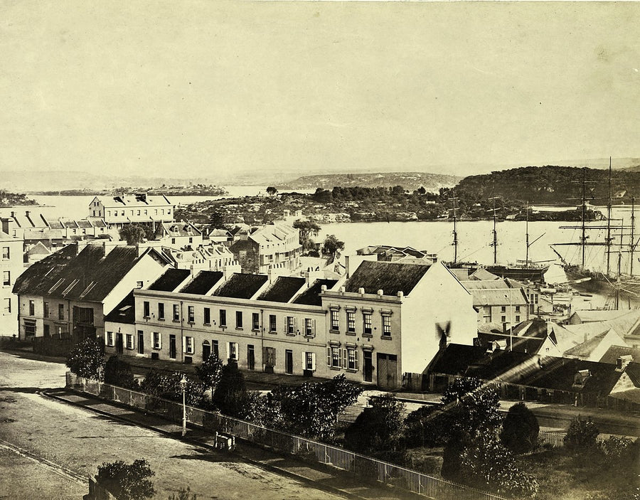 Millers Point and Goat Island from Flagstaff Hill, 1875 — photograph, from Millers Point, circa 1875