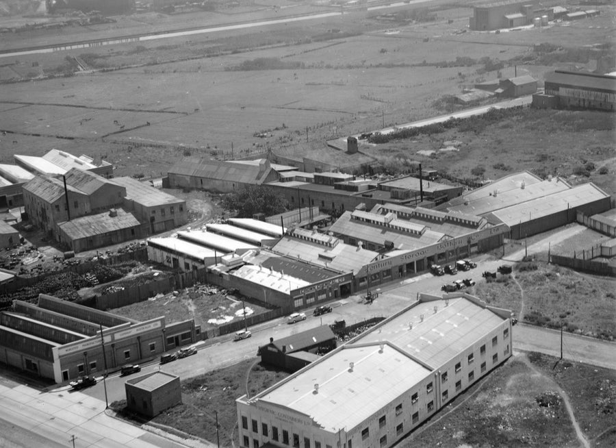 Century Storage Battery Co. and neighbouring factories off Botany Road, Beaconsfield — photograph, from Beaconsfield, circa 1930