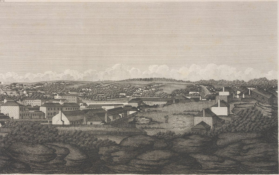 Sydney from Dawes's Point, engraved for Absalom West, 1812 — illustration, from Dawes Point, circa 1812