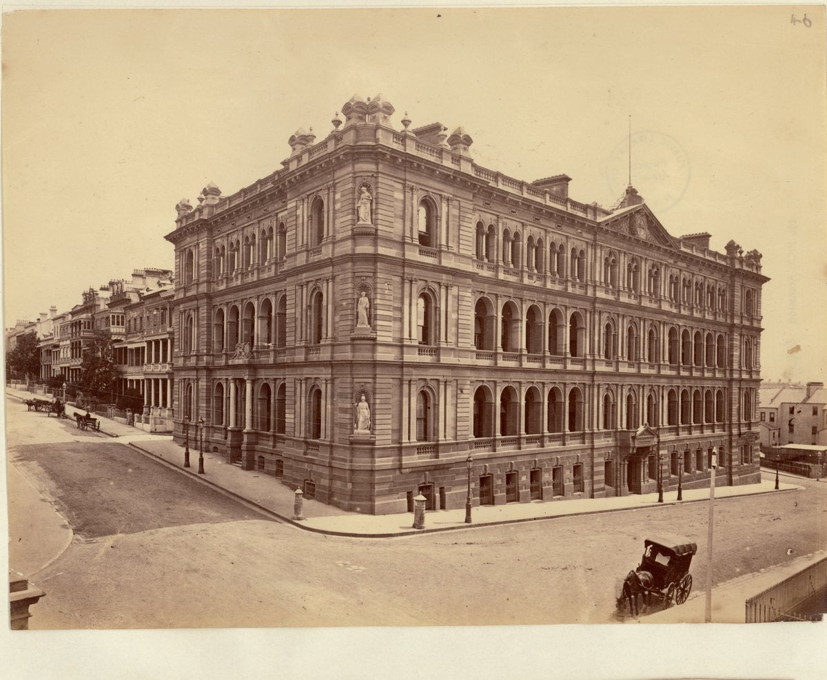 Colonial Secretary's Office, corner of Macquarie and Bridge Streets, Sydney — photograph, from Chief Secretary's Building, 121 Macquarie Street, Sydney, circa 1880
