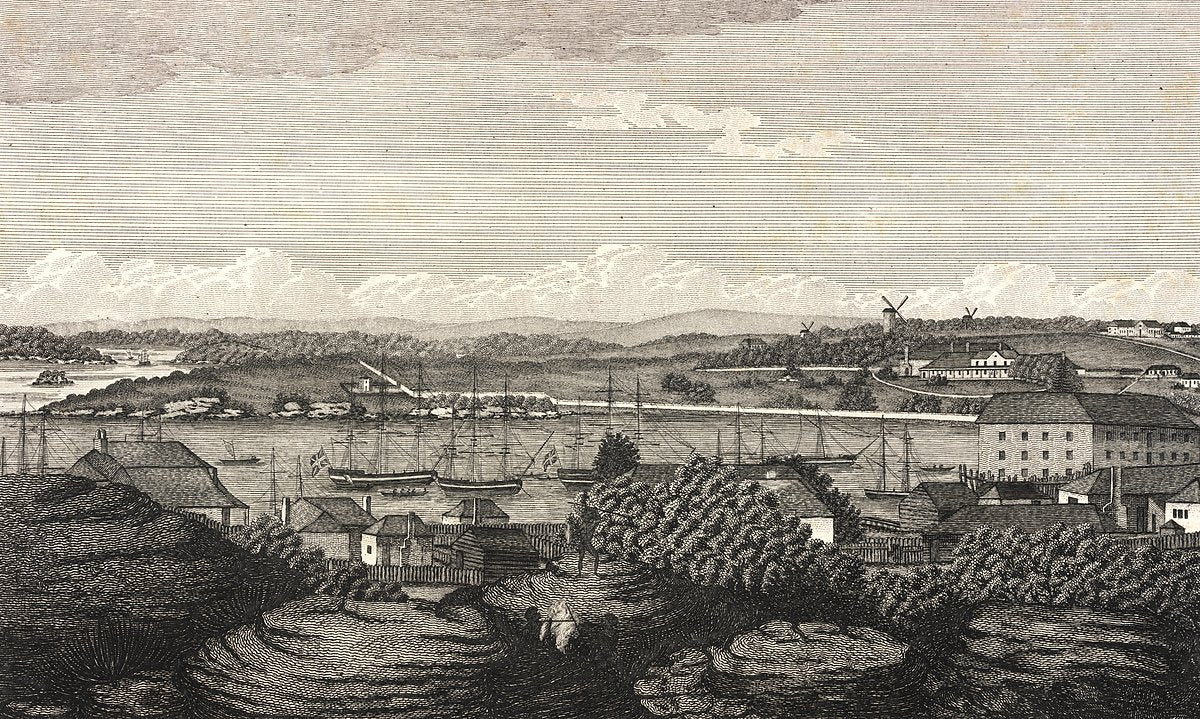 Sydney from Dawes's Point — illustration, from Dawes Point, 1812