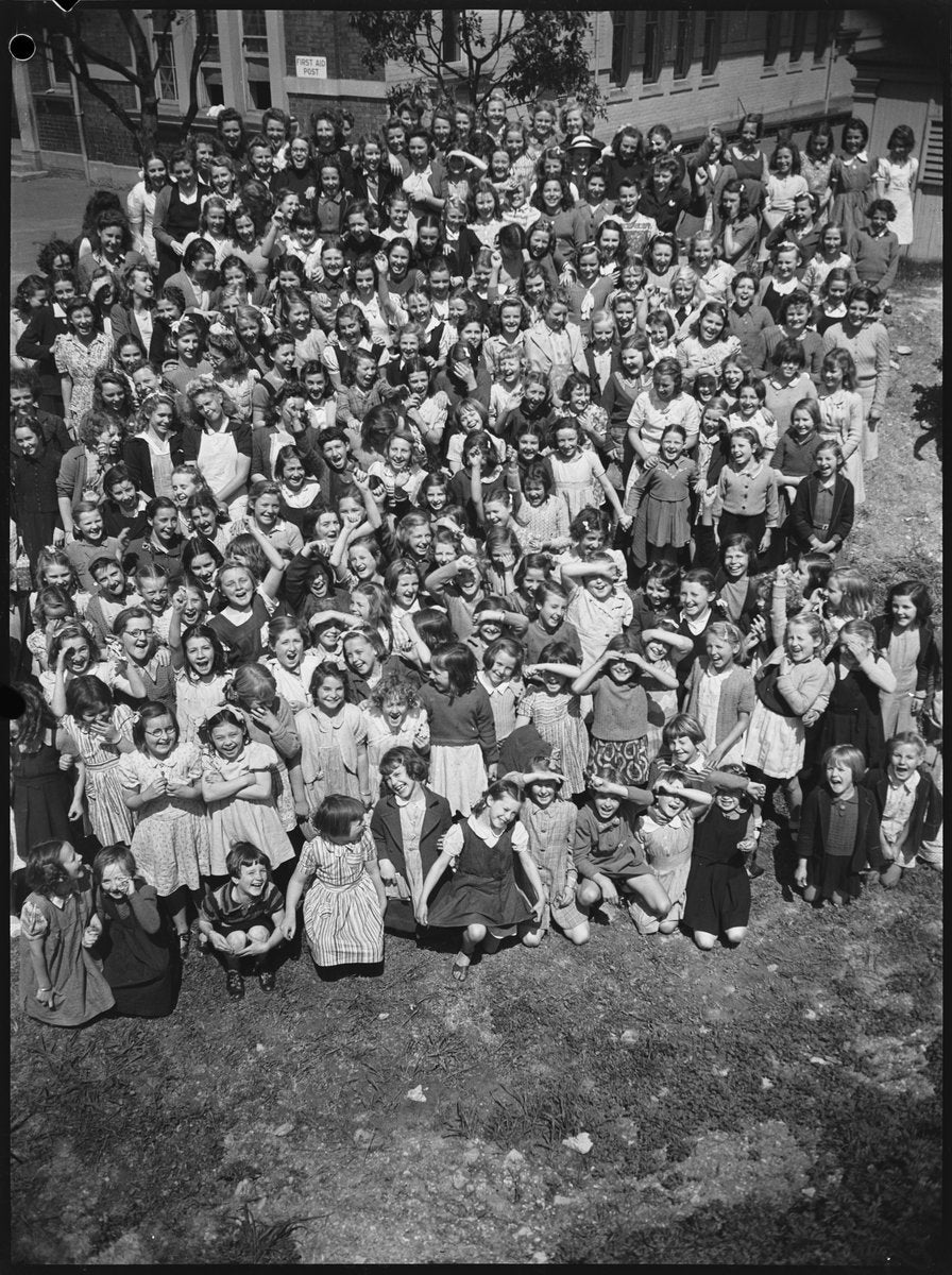 Erskineville Public School children in the grounds, 1943 — photograph, from Erskineville Public School, circa 1943