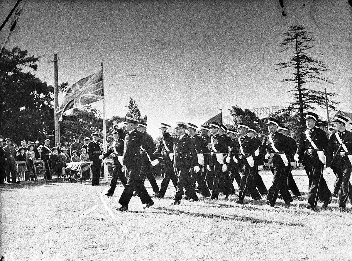 St John Ambulance Brigade on parade at Government House, Sydney — photograph, from Government House, 1940