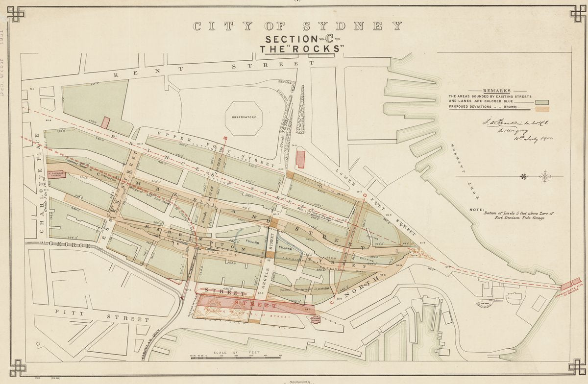 Section C, The Rocks: proposed works plan, 1900 — map, from The Rocks, Sydney, New South Wales, circa 1900
