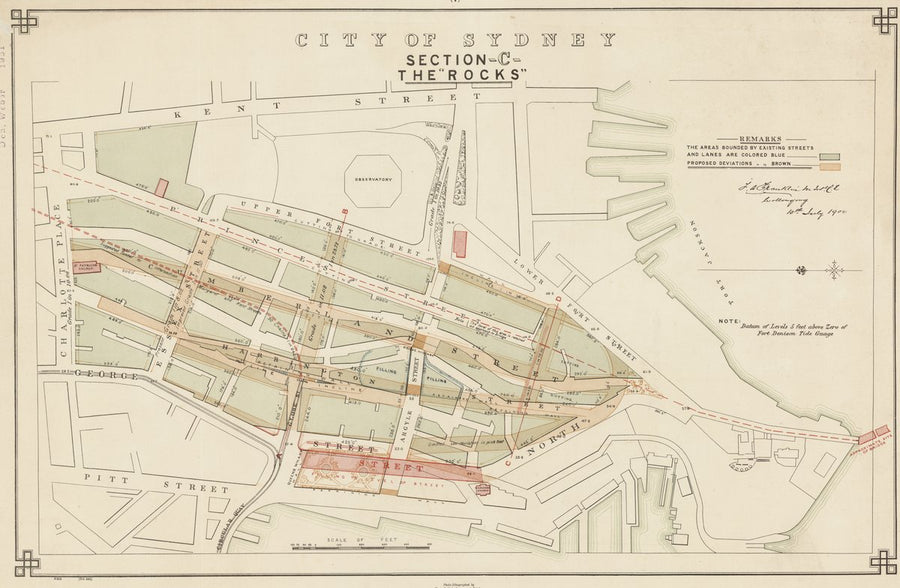 Section C, The Rocks: proposed works plan, 1900 — map, from The Rocks, Sydney, New South Wales, circa 1900