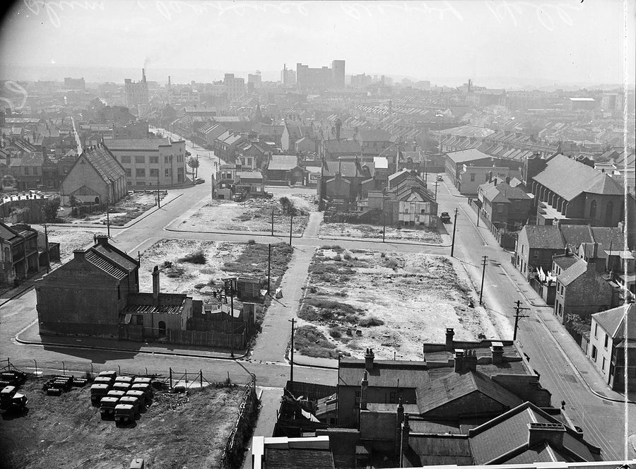 Cleared blocks west of Marlborough Street, Surry Hills, 1950 — photograph, from Marlborough Street, circa 1950