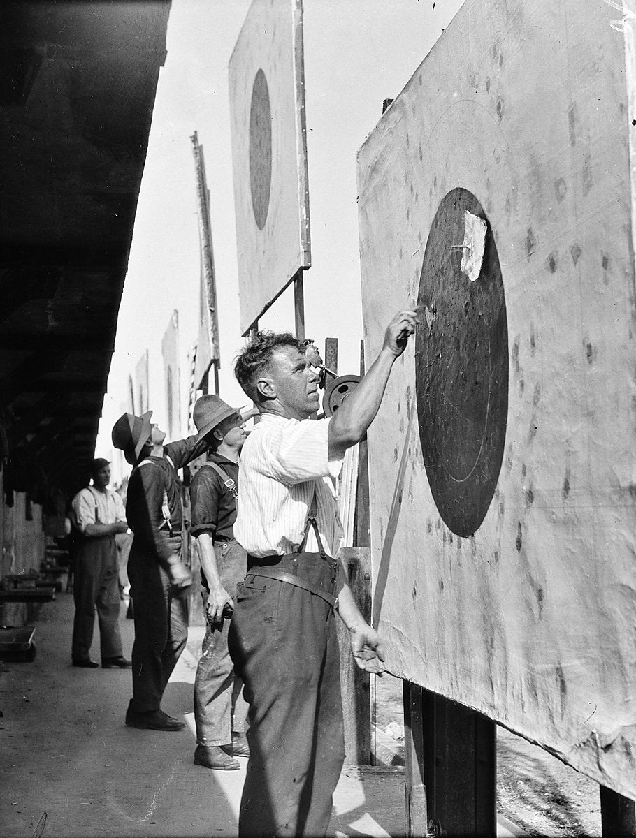 Target markers at the King's Rifle Shoot, Anzac Rifle Range, 1932 — photograph, from Malabar, circa 1932