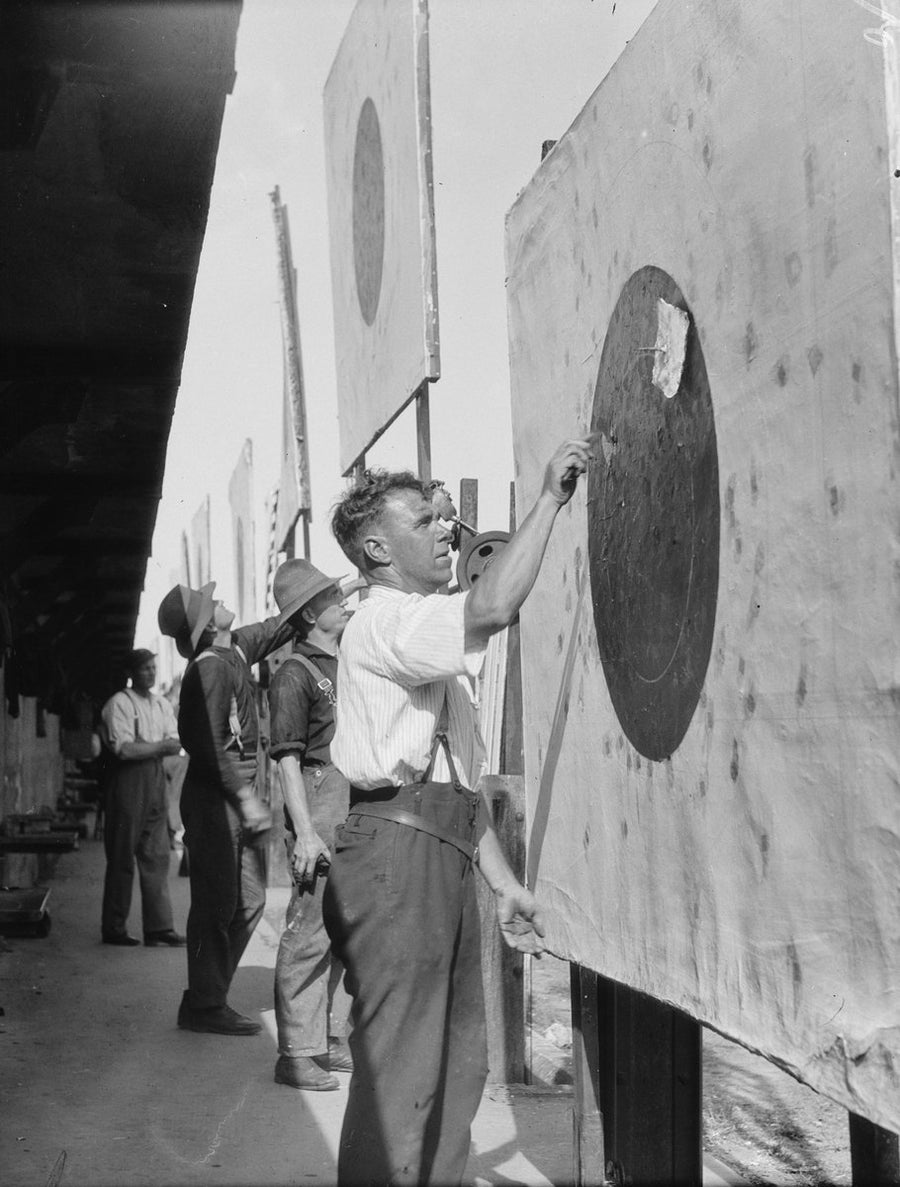 Target markers at the King's Rifle Shoot, Anzac Rifle Range, 1932 — photograph, from Malabar, circa 1932