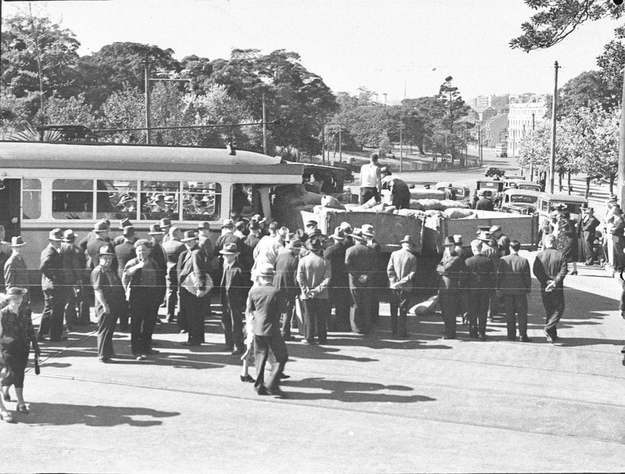 Tram and lorry smash, Sydney, 1937 — photograph, from Sydney, circa 1937