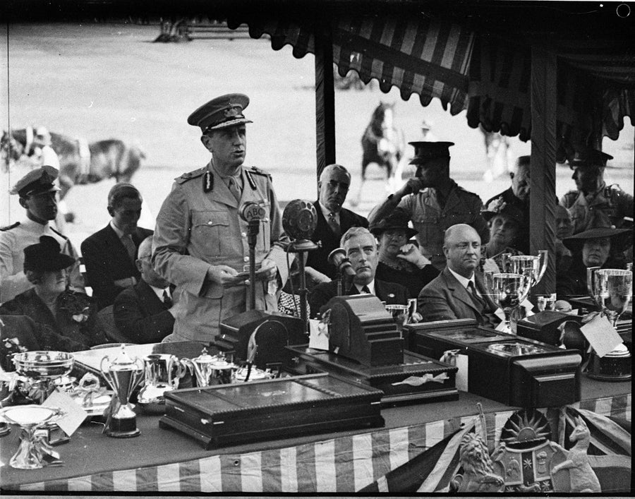 Officer's address, opening day of the Sydney Show, 1940 — photograph, from Sydney Showground, Moore Park, circa 1940