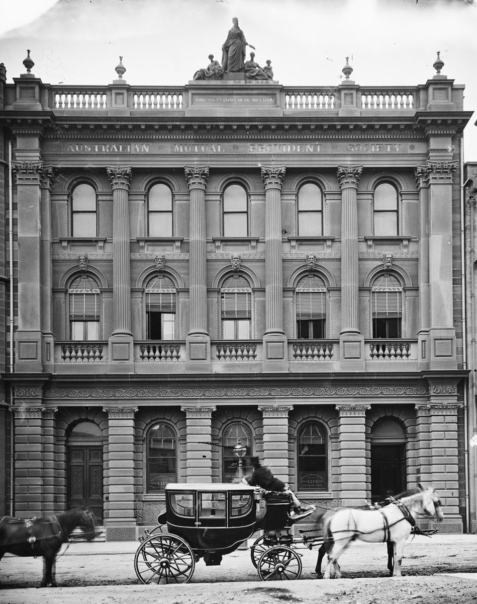 Australian Mutual Provident Society building, 98 Pitt Street, Sydney — photograph, from Pitt Street, circa 1871